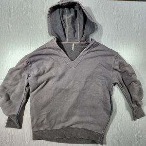 Free People Pullover Sweatshirt Women Small Cotton French Terry Gray V-Neck Hood
